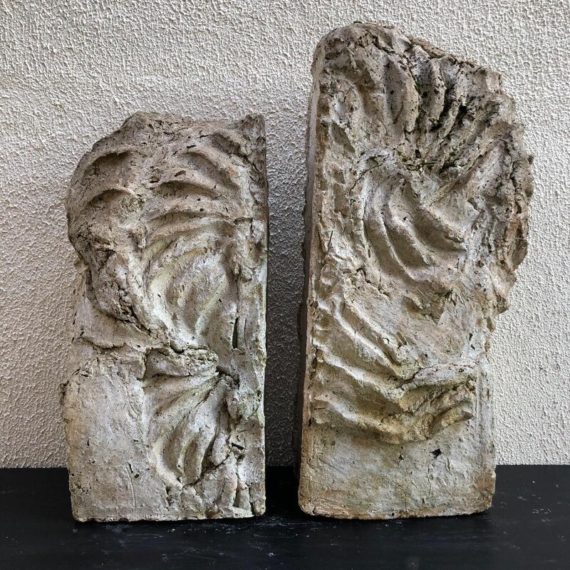 à pair of monolithic ceramic sculptures , works of Hervé Rousseau , La Borne