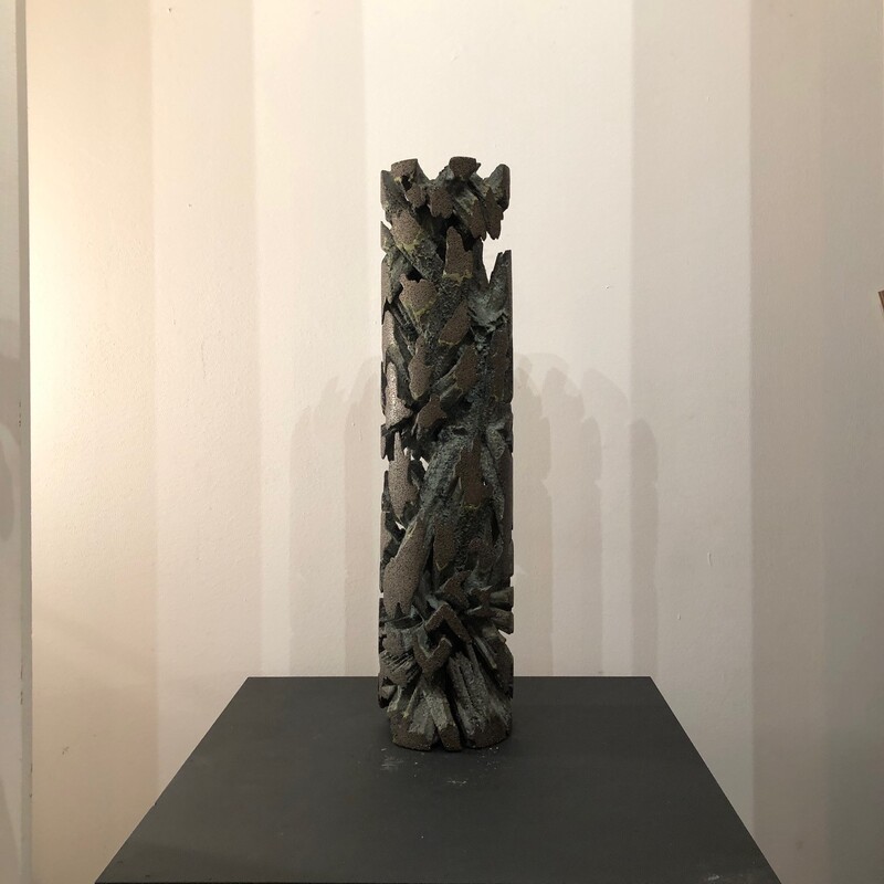  cast aluminium abstract and brutalist sculpture from german artist Helmut Schlüter