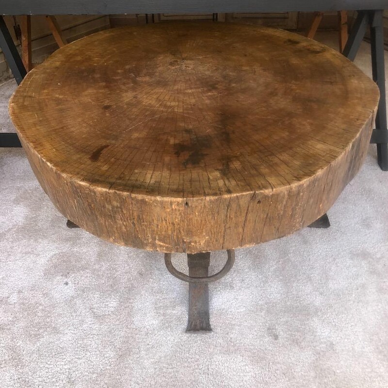 coffee table made in a wood slice of trunk