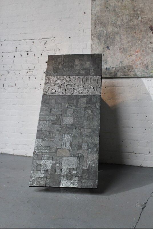 coffee table, slate top, by the Belgian sculptor Jules Dewaele, better known as PIA MANU.