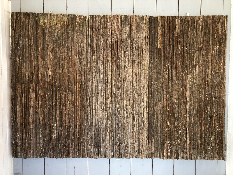 decorative panel (3 elements) made of slice of oak bark