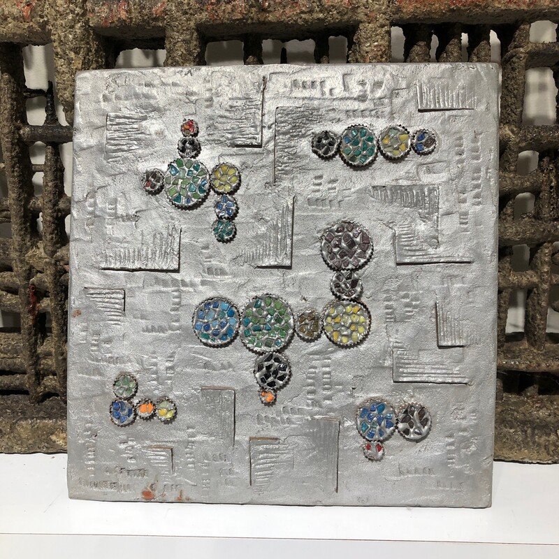 decorative wallplate made of cast aluminium and enamels, by the German sculptor Helmut Schlüter