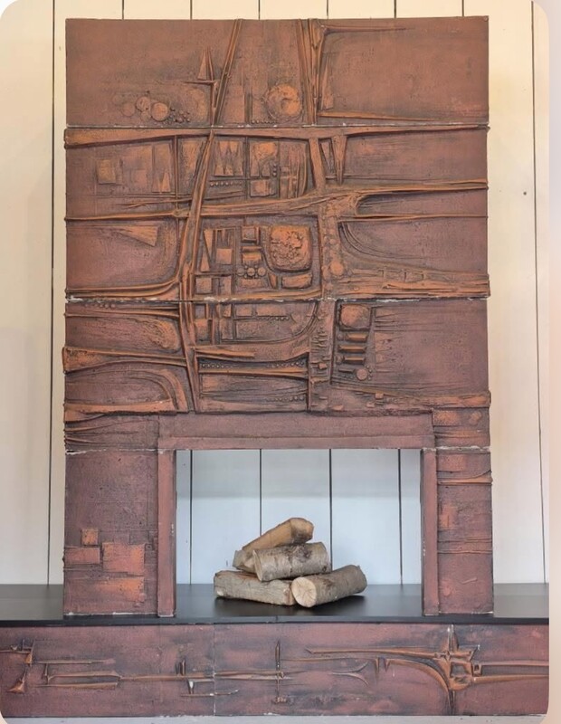 Exceptional enamelled cement mantlepiece / fireplace by Rogier Vandeweghe for Amphora