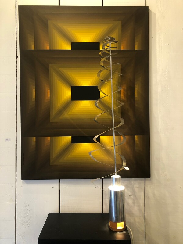 kinetic oil on canvas by Xavier Vanholsbeek and dated 1986