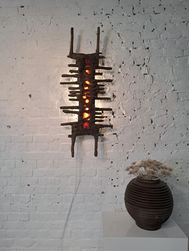 Large hand crafted wall sculpture or sconce, made by the Belgian sculptor Jules DeWaele, pseudonym PIA MANU