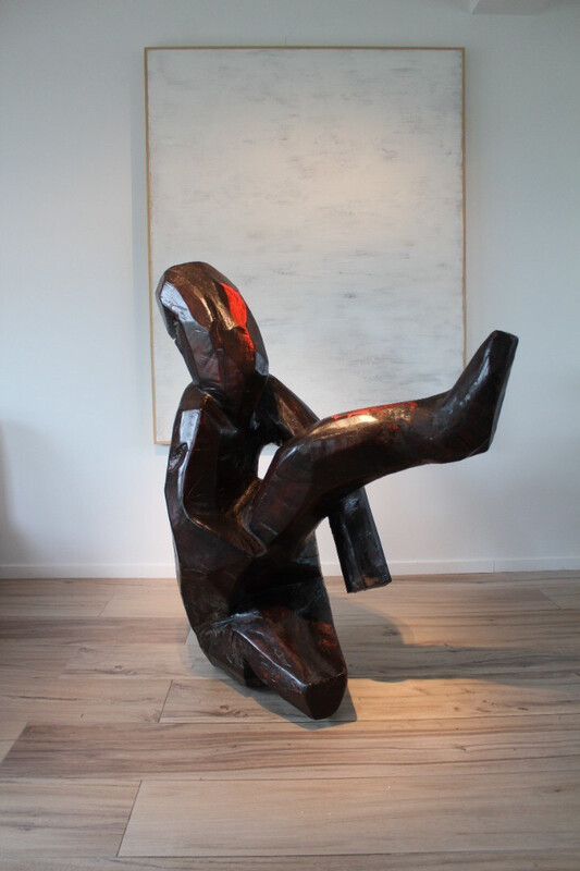 lifesize wooden sculpture by Roland Lavainne