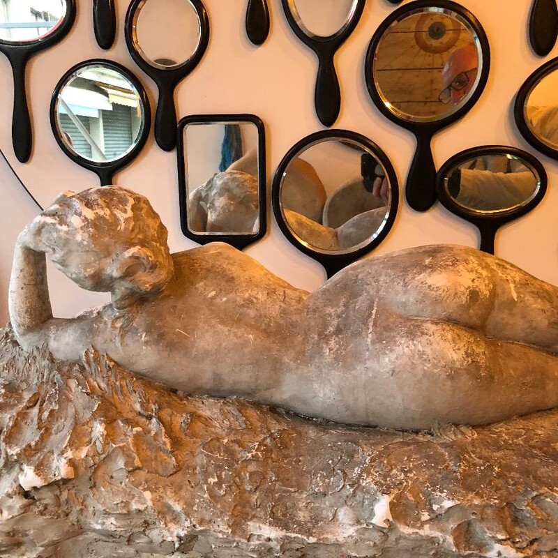 lying naked original studio plaster , sculpture  dated 1909