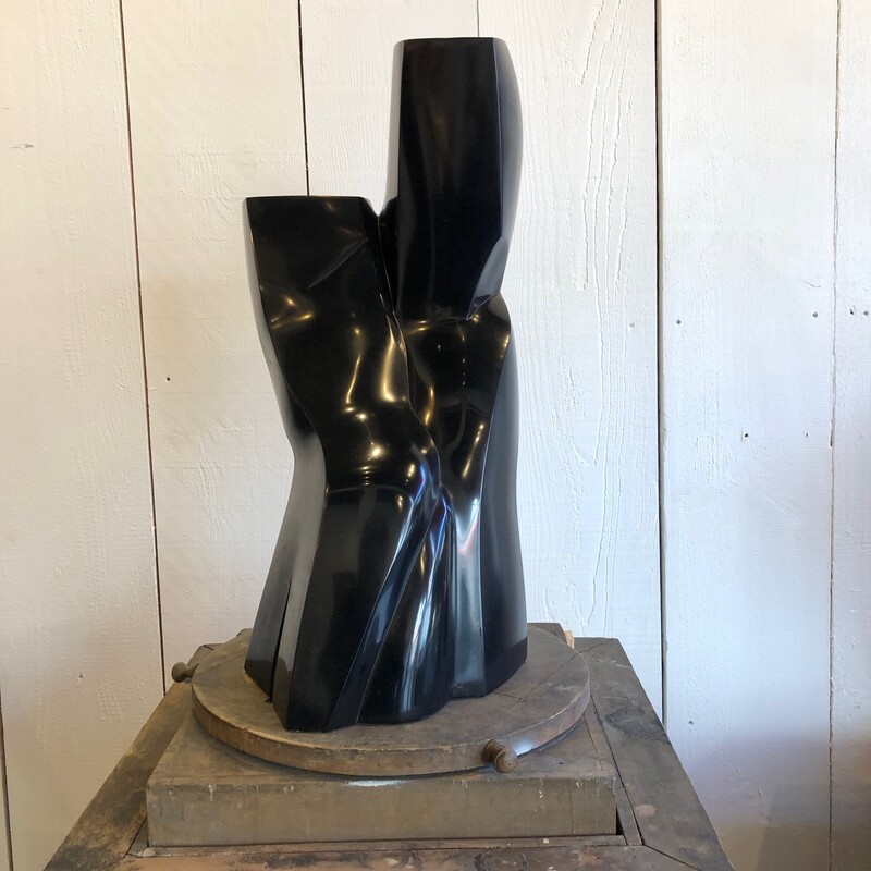 sculpture “Piéta” in Belgian black marble by Belgian sculpter Pol Spilliaert (1935-2023)