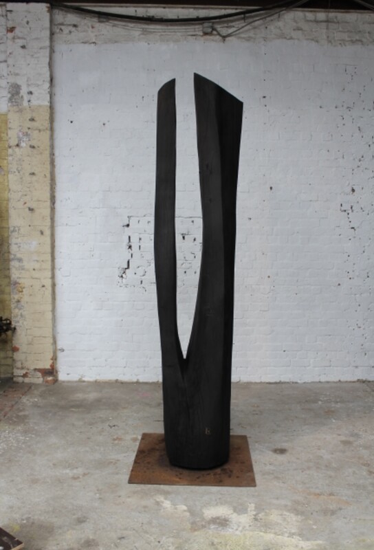wooden sculpture by Roland Lavianne (1948-2022) made with the Japanese 'Shou sugi ban' technique